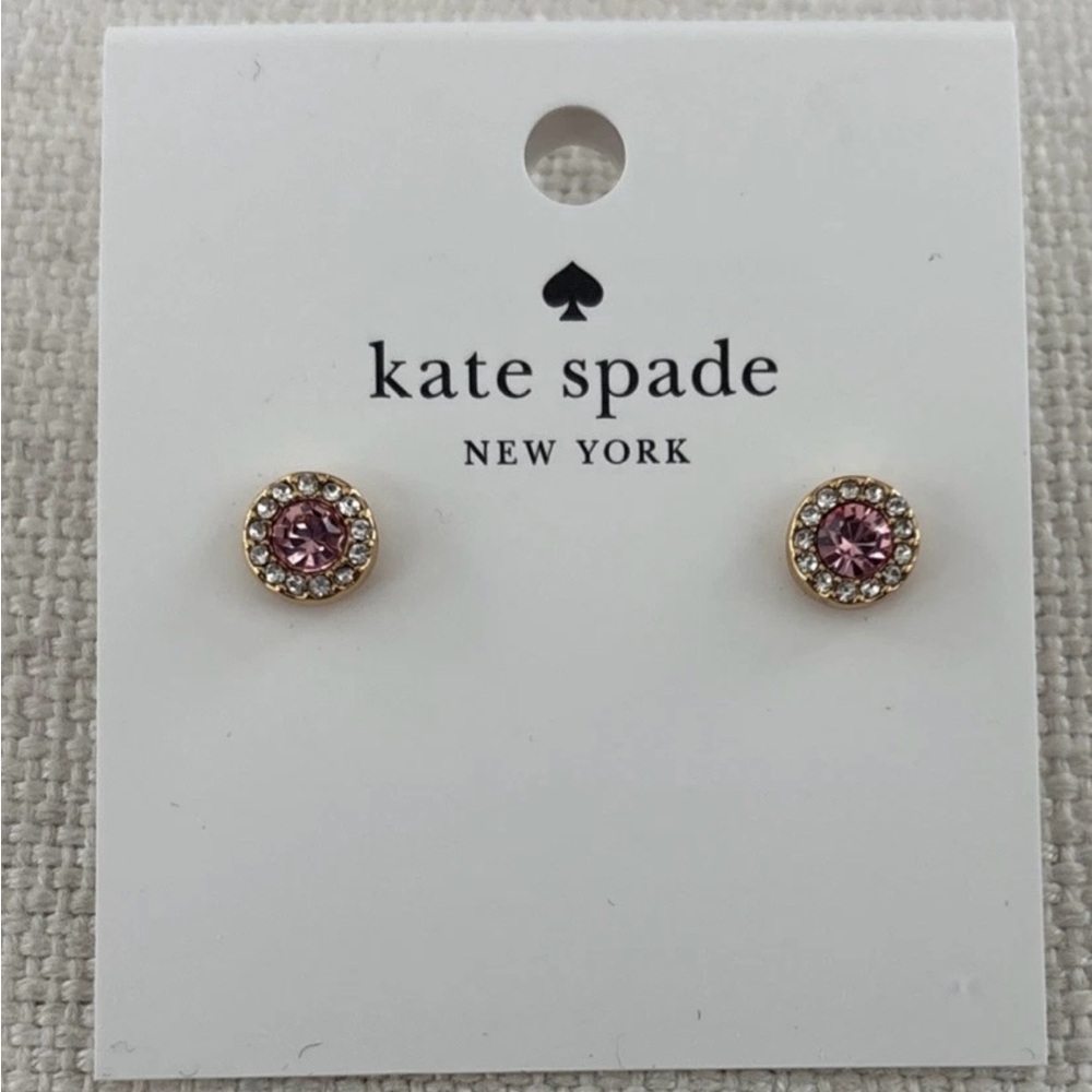 Kate Spade You’re A Gem Pink and Gold Stud Earrings NWT